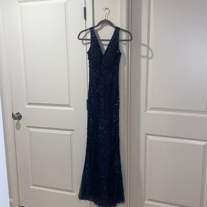 Beaded Navy Gown / Prom Dress